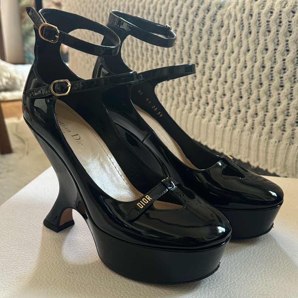 Christian Dior Patent Calfskin Aime Ankle Sandals